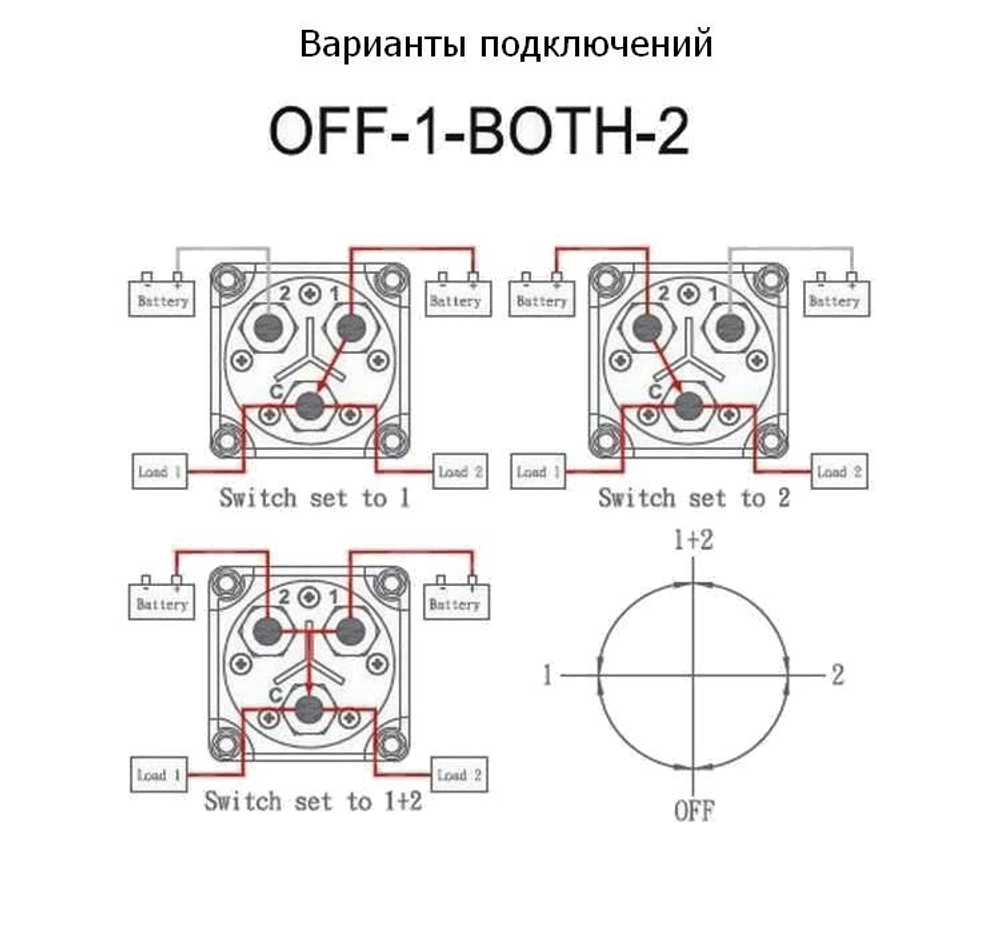 Выключатель массы "OFF-1-BOTH-2" (2 АКБ), 300 А