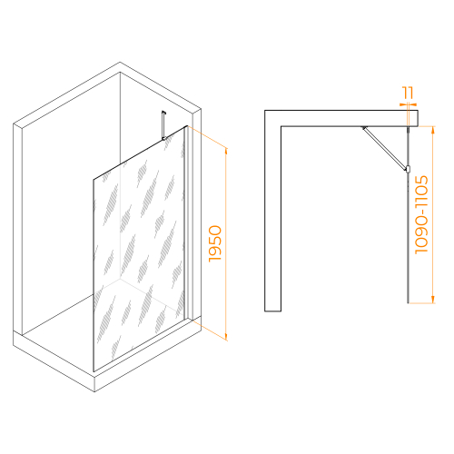 Душевая перегородка RGW WA-102B (Матовое-Сатинат, 1100)