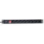 Блок розеток PDU TERACOM PRO 19" 1U 16А/250В 8 розеток Schuko с выключателем шнур питания длиной 2 метра сечение 3x1,5 мм2 вилка Schuko корпус алюминий черный