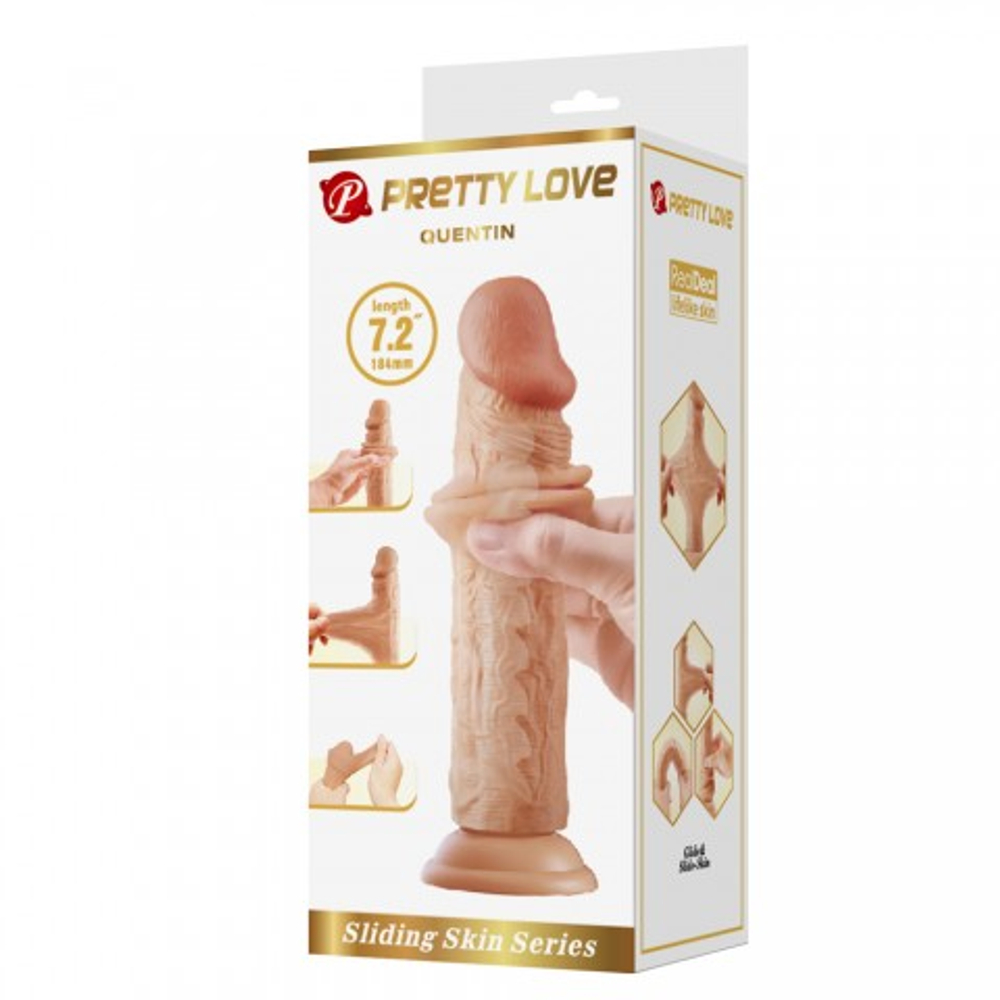 Фаллоимитатор на присоске Quentin Sliding skin (18,4*4,2 см) телесный