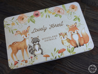 Металлическая шкатулка "Зверушки в лесу"