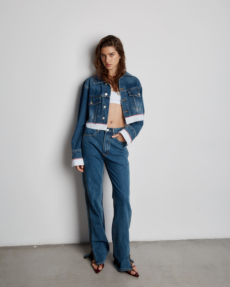 Джинсы на молнии синий