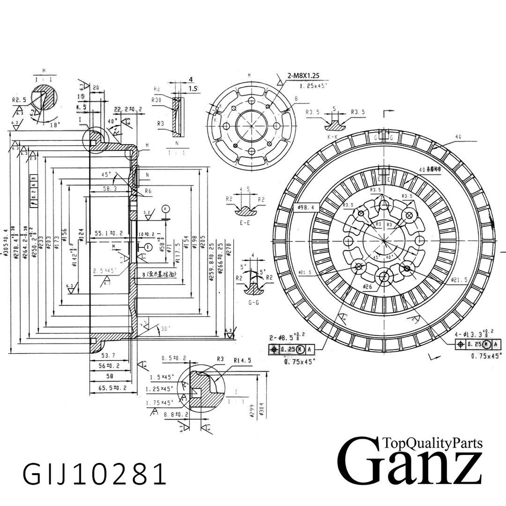 Барабан тормозной  ВАЗ 2101-2107 GANZ GIJ10281