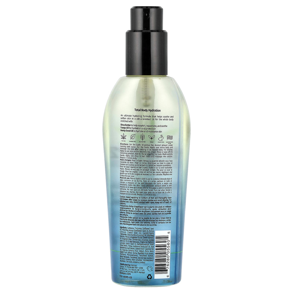 Hempz, травяное масло для тела, тройное увлажнение, освежающий цитрус, 200 мл (6,76 жидк. унции)