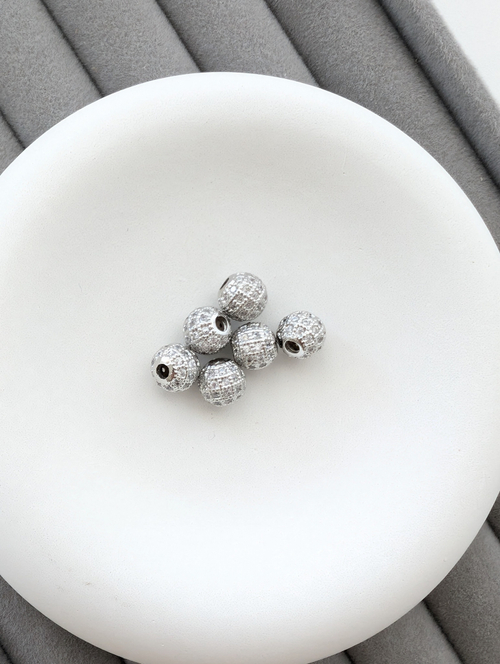 Бусина разделительная круглая с фианитами 8мм