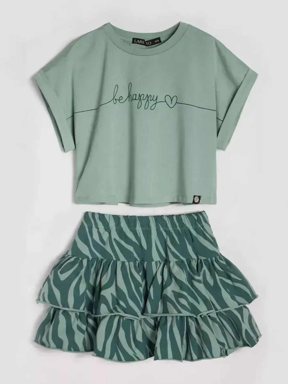 Летний костюм для девочки, юбка и футболка