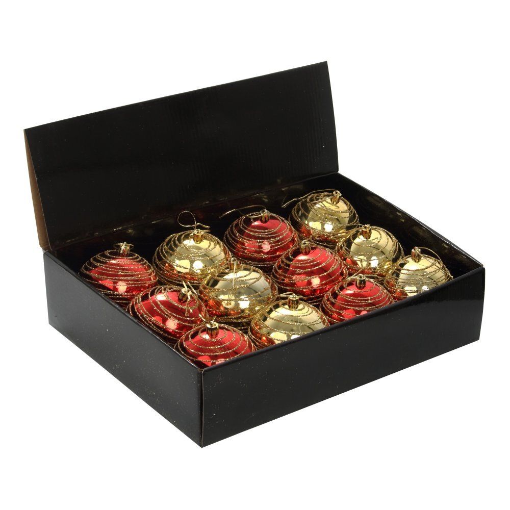 GAEM Набор из 12шт Украшение новогоднее Шар "Золотистая спираль", D8 см, L35 W26 H9 см