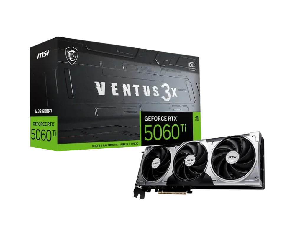 Видеокарта MSI GeForce RTX 5060 Ti 16G VENTUS 3X OC, 16Gb GDDR7 128-bit 1xHDMI 3xDP