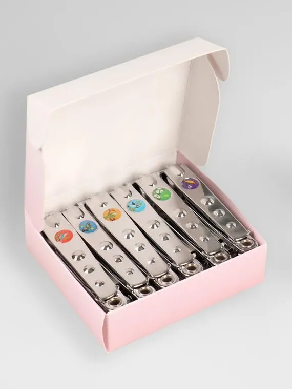 Кусачки-книпсер педикюрные, с пилкой, 7,6 см, фасовка 12 шт в коробке, рисунок МИКС