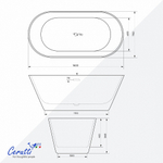 Акриловая ванна отдельностоящая Ceruttispa РЕЗИЯ (RESIA) 160 белая, со сливом-переливом (1600x750x560)