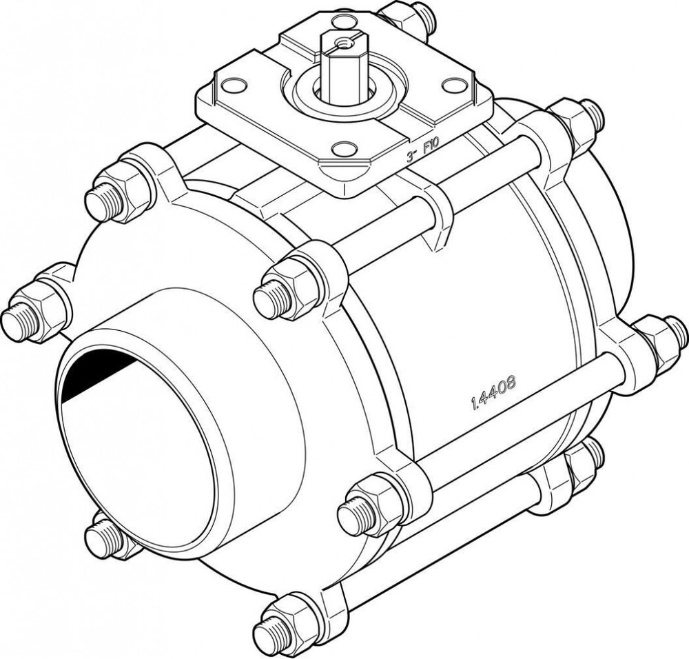 Шаровой кран Festo VZBA-4-WW-63-T-22-F10-V4V4T Ру63 Ду100 (PN63 DN100)