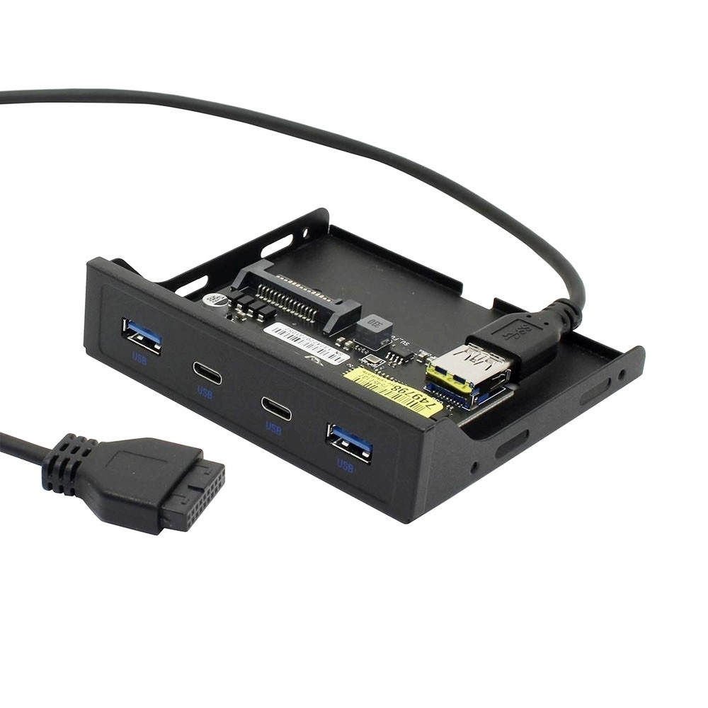 Контроллер USB ORIENT C092, Планка портов 3.5" на переднюю панель 2xUSB Type-C + 2xUSB 3.0 (USB3.2 Gen1), 20Pin кабель 50см, металл, oem (31348)
