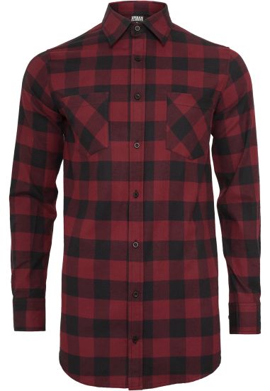 Рубашка URBAN CLASSICS Long Checked Flanell Shirt (Черный (Black/Burgundy)