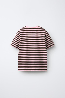 ZARA ФУТБОЛКА В ПОЛОСКУ, РОЗОВЫЙ