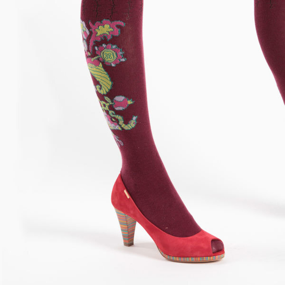 Колготки женские "Манеки и змей-искуситель" бордовые