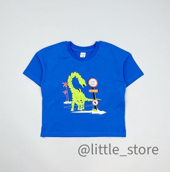 Футболка "Динозавры" хлопковая, Ярко-голубой