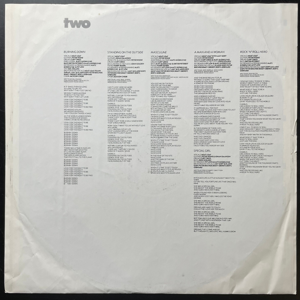 Meat Loaf ‎– Blind Before I Stop (Европа 1986г.)