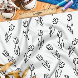 Ткань шифон простые эскизы тюльпанов на бежевом фоне