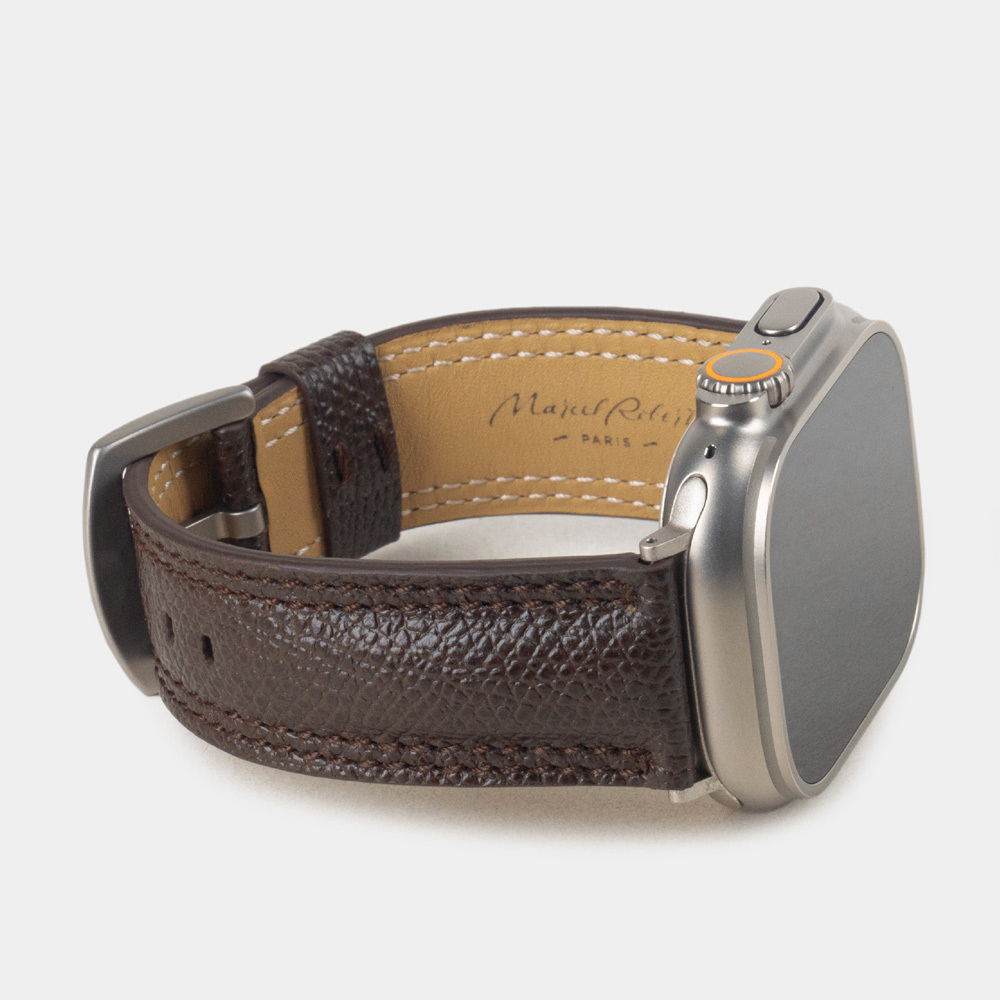 Ремешок для Apple Watch Ultra 49mm из кожи сафьяно, коричневого цвета