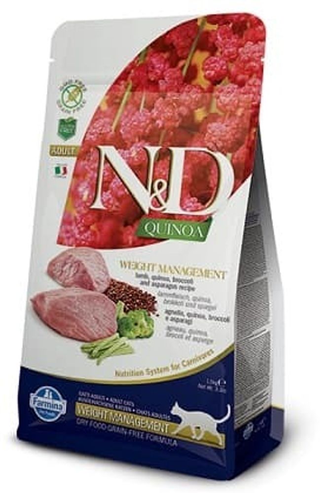 Farmina N&amp;D Quinoa 300г корм для взрослых кошек с ягненком,контроль веса