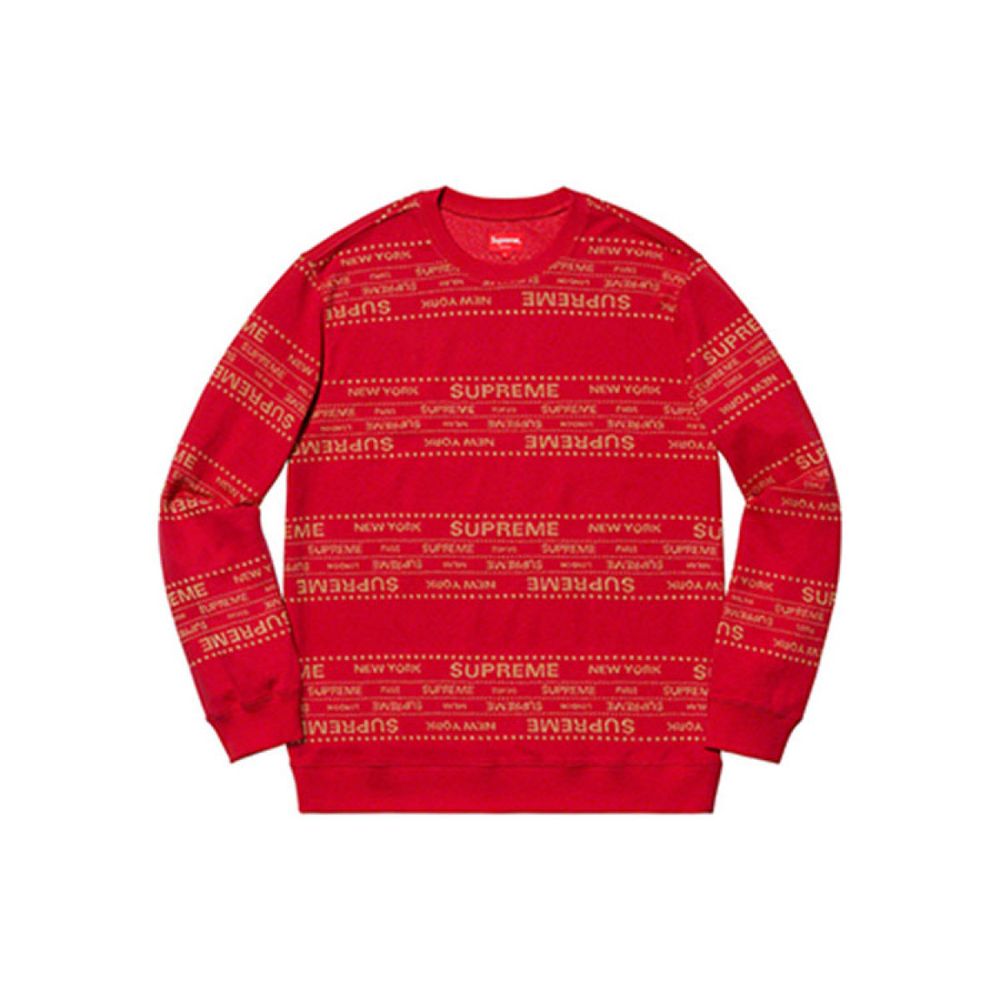 Supreme SS19 Metallic Jacquard Crewneck Red