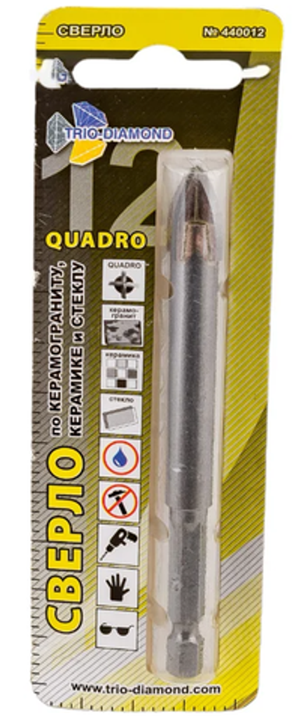 Сверло по керамограниту, керамике и стеклу 12 мм TRIO-DIAMOND 440012