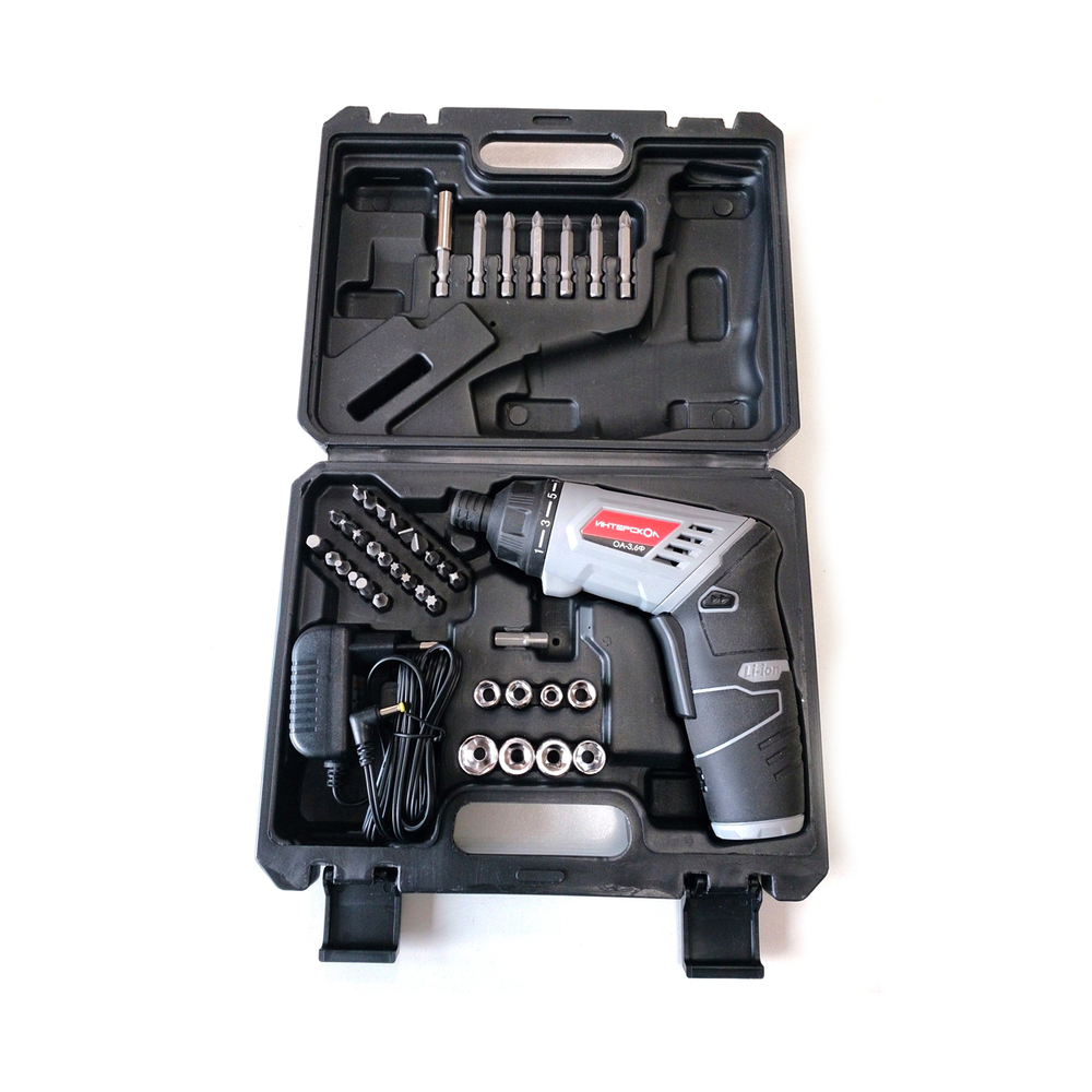 Отвертка аккумуляторная Интерскол ОА-3,6Ф (433.0.1.00), 3,6 В, 1,3 Ач Li-ion, кейс