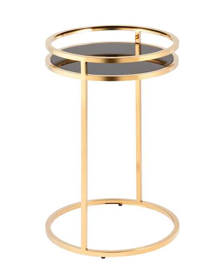 Журнальный столик Гестия 41*60см стекло черное сталь золото