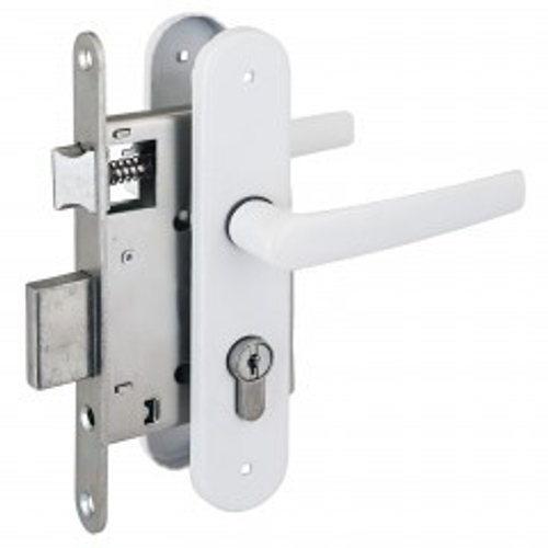 Замок врезной Птимаш ЗВ4-3.08 (ЗВ4-1.55) белый СТЯЖКИ м/о 55, с/руч  /9804