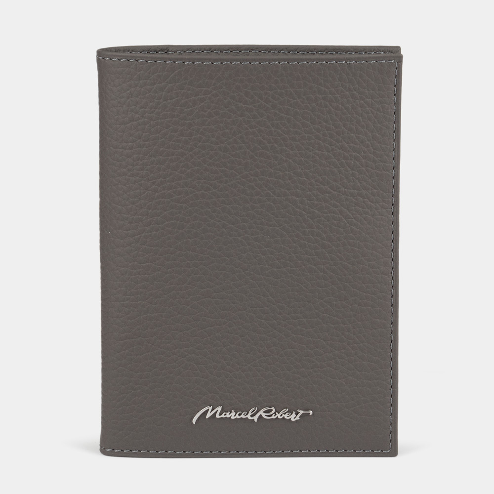 Обложка на паспорт и для автодокументов Paris Bicolor из натуральной кожи теленка, серого цвета