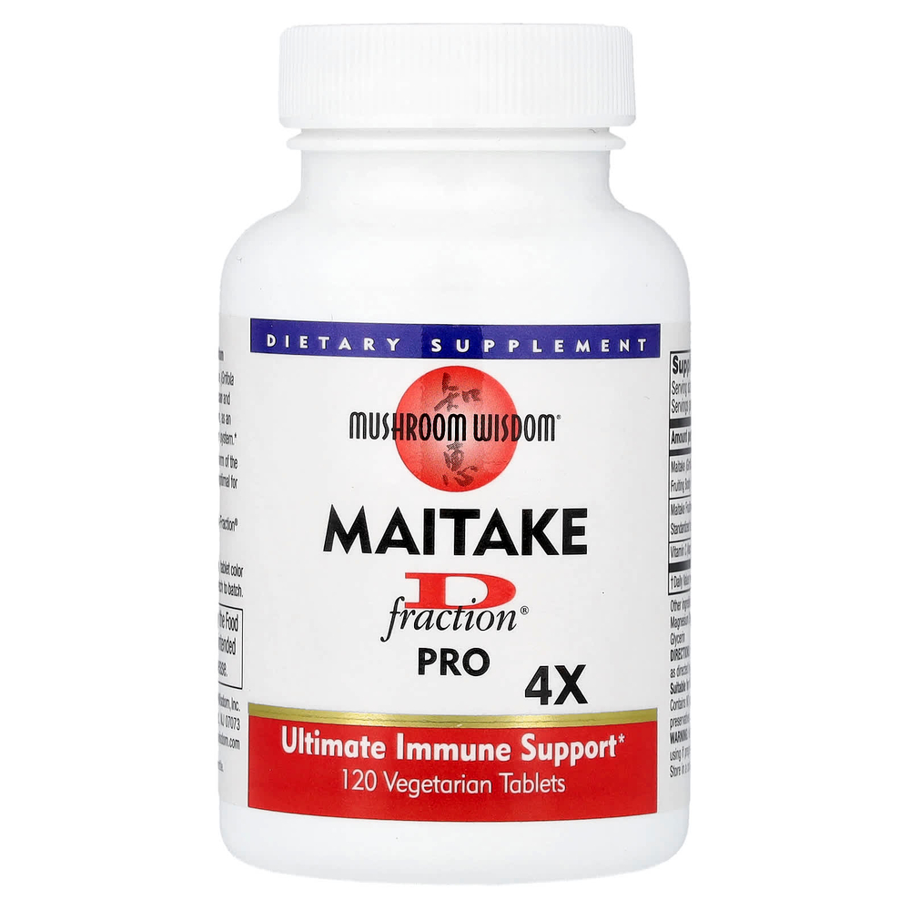 Mushroom Wisdom, Майтаке D- Fraction®, Pro 4X, 120 вегетарианских таблеток