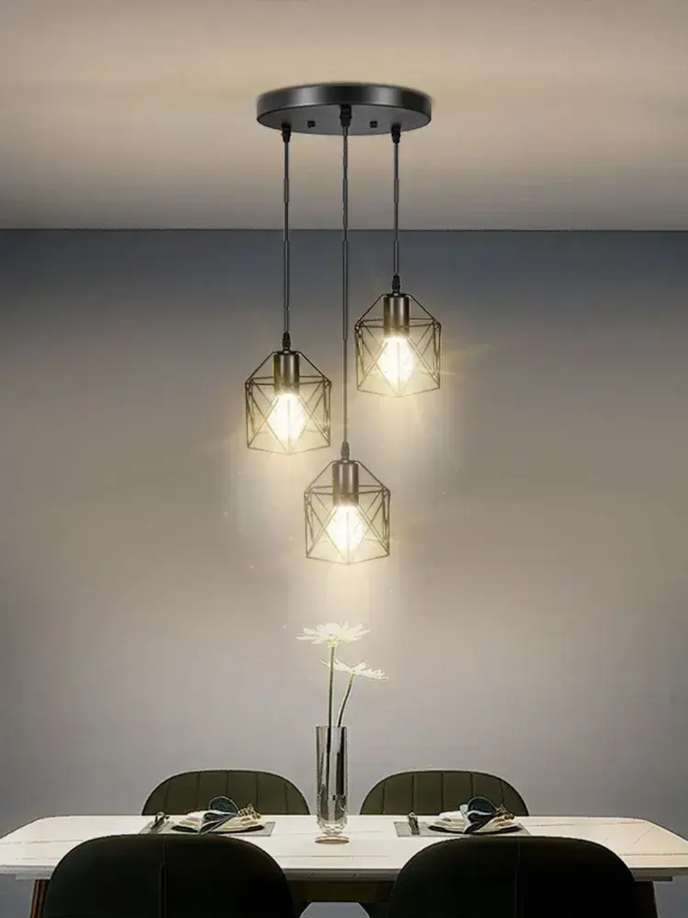 Люстра потолочная подвесная Лофт светильник на кухню, в гостиную и спальню,E27,регулировка длины,AYHOME