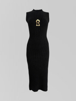 Платье вязаное без рукавов с металлической вставкой и болеро в комплекте