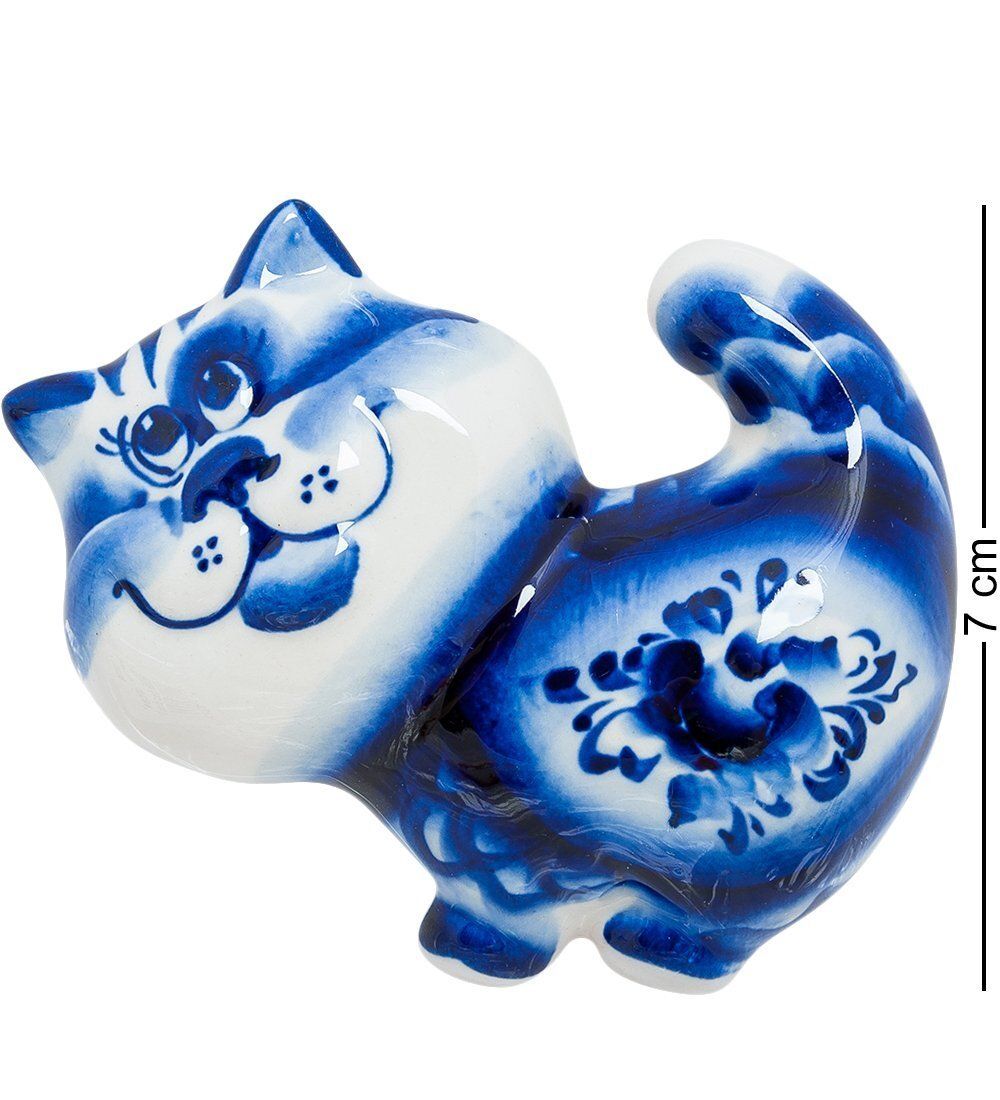 ГЛ- 107 Магнит «Кот-голова» (Гжельский фарфор)