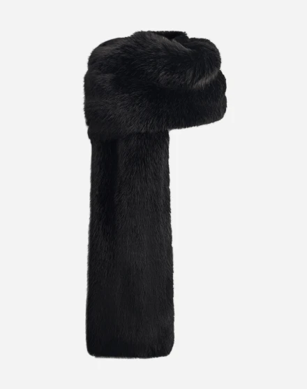 Шуба из экомеха темно-коричневая