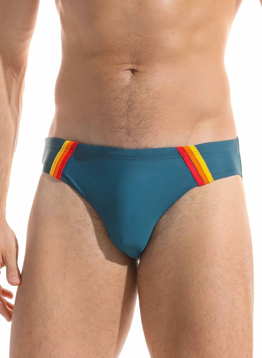 Мужские пляжные плавки с декором по бокам (Размер: XL) (Цвет: красный)