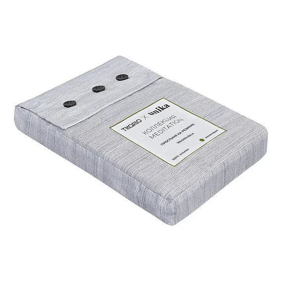 Простыня на резинке из сатина из коллекции meditation, olive, 180х200х30 см