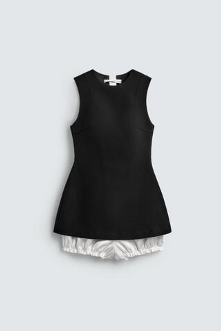 ZARA HARRY LAMBERT X DISNEY КОРОТКИЙ КОМБИНЕЗОН ИЗ ПОПЛИНА, ЧЕРНЫЙ