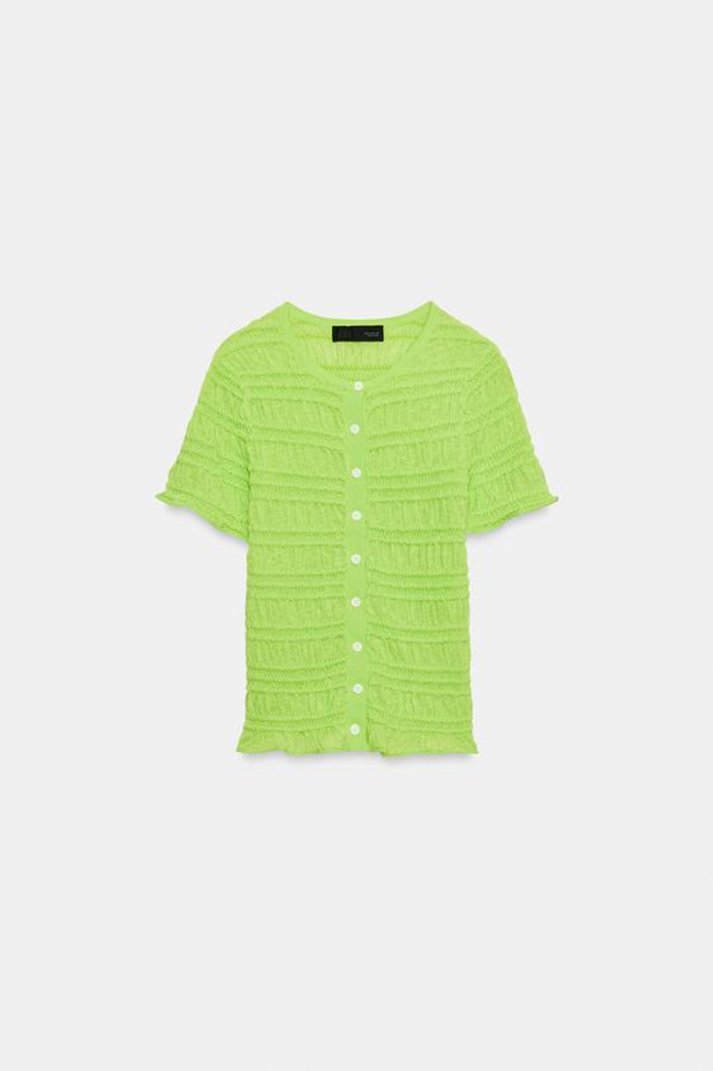 ZARA КАРДИГАН ВЯЗКА "СОТЫ", ЛАЙМОВЫЙ