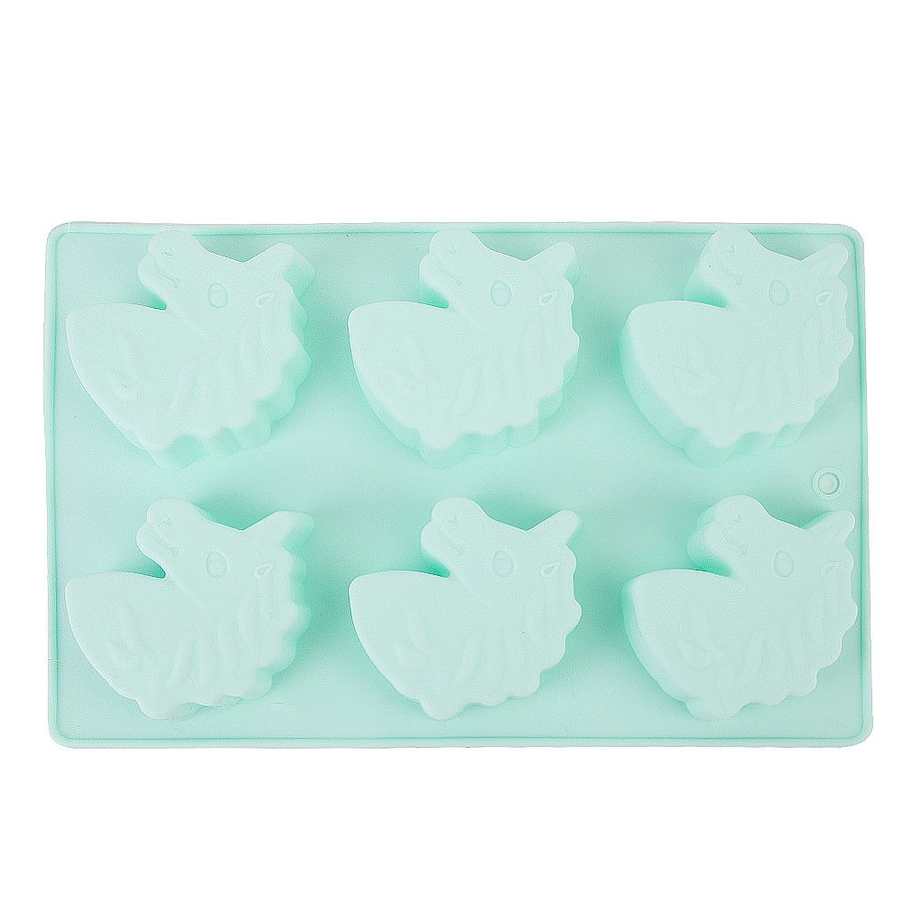 Форма силиконовая для выпечки 6 ячеек "Единорог" 6,5*7*3см/ 26*17*3см. (4вида) (силикон)