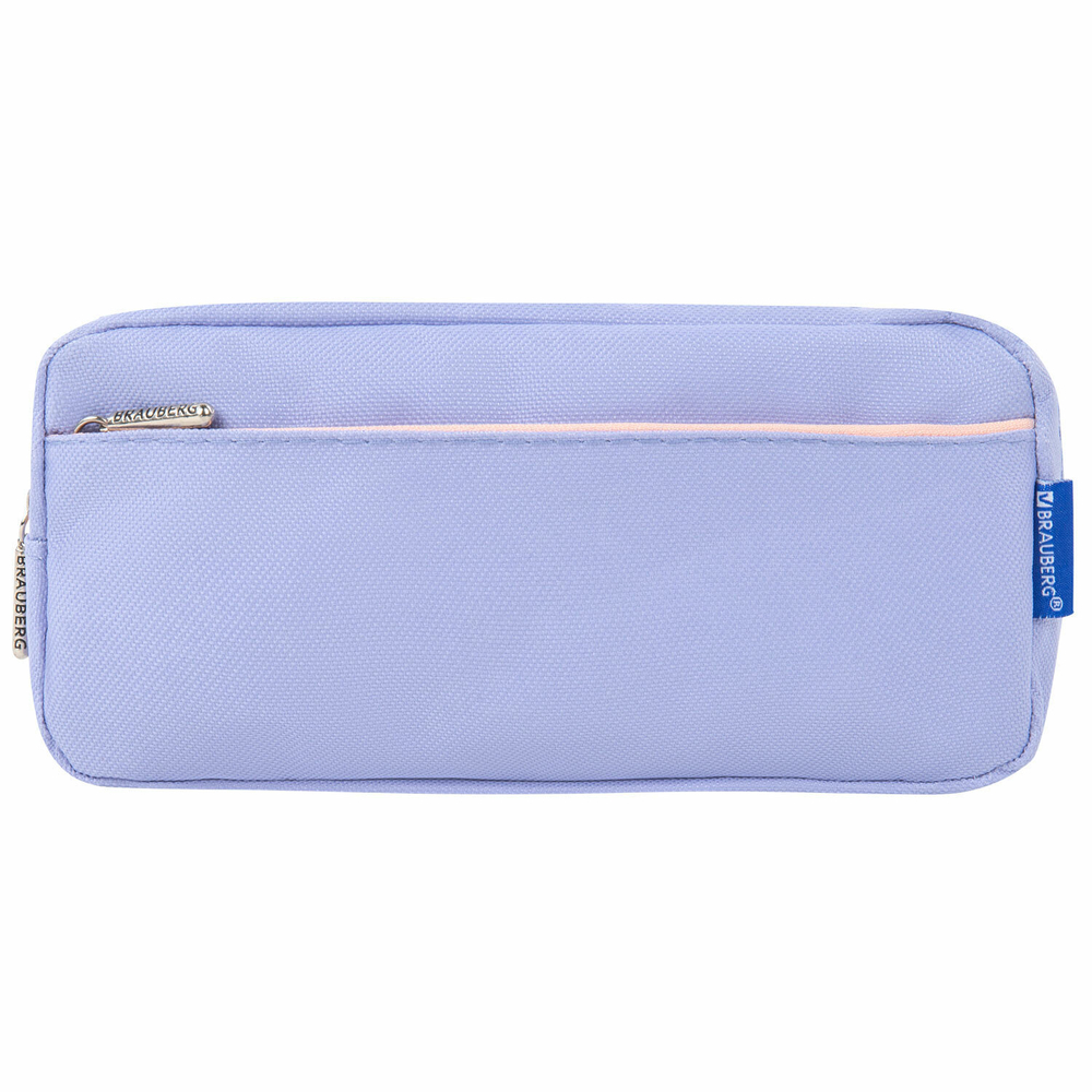 Пенал мягкий BRAUBERG PASTEL 2 отделения светло-синий 21х9 5х5 см (3 штуки в упаковке)