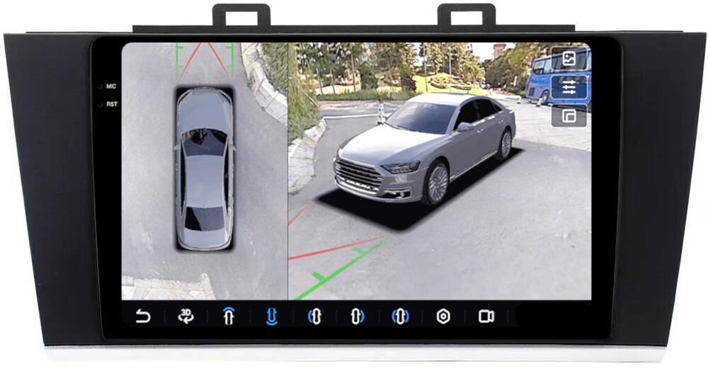 Магнитола для Subaru Outback 5, Legacy 6 2014-2020 - FarCar BX557M-360 монитор 9.5" 2K QLED на Android 13, 6Гб+128Гб, CarPlay, 4G SIM-слот, 4 камеры в комплекте