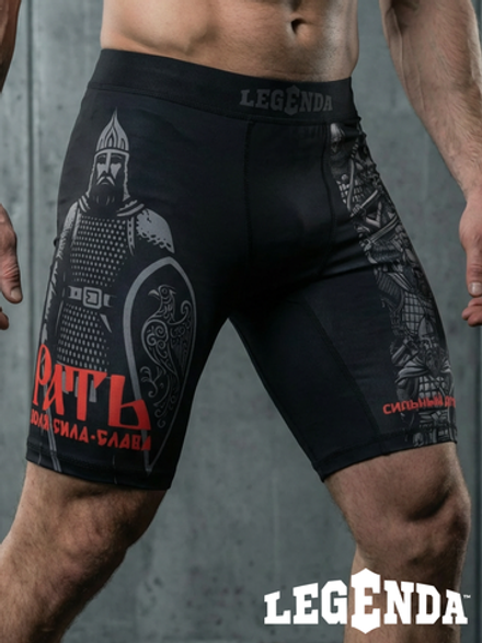 Компрессионные шорты мужские черные LEGENDA Рать красная