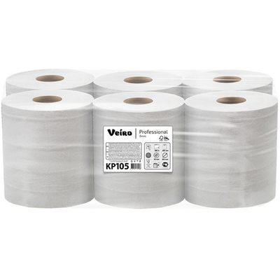 Полотенца бумажные в рулоне Veiro Professional Basic KP105 1-х слойные 300 м 1/6