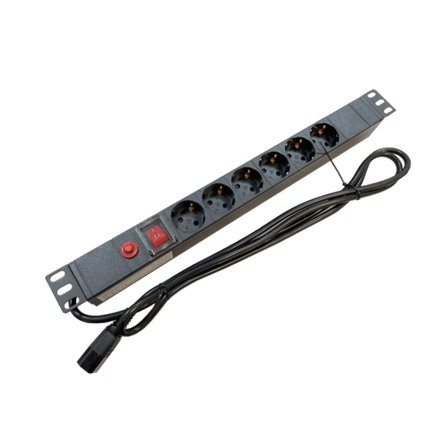 Блок розеток 6 шт. 16А 1U с выключателем SIT-PDU06-EU