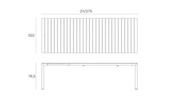 Стол раздвижной Tevere, 210-275х100 см, бежевый