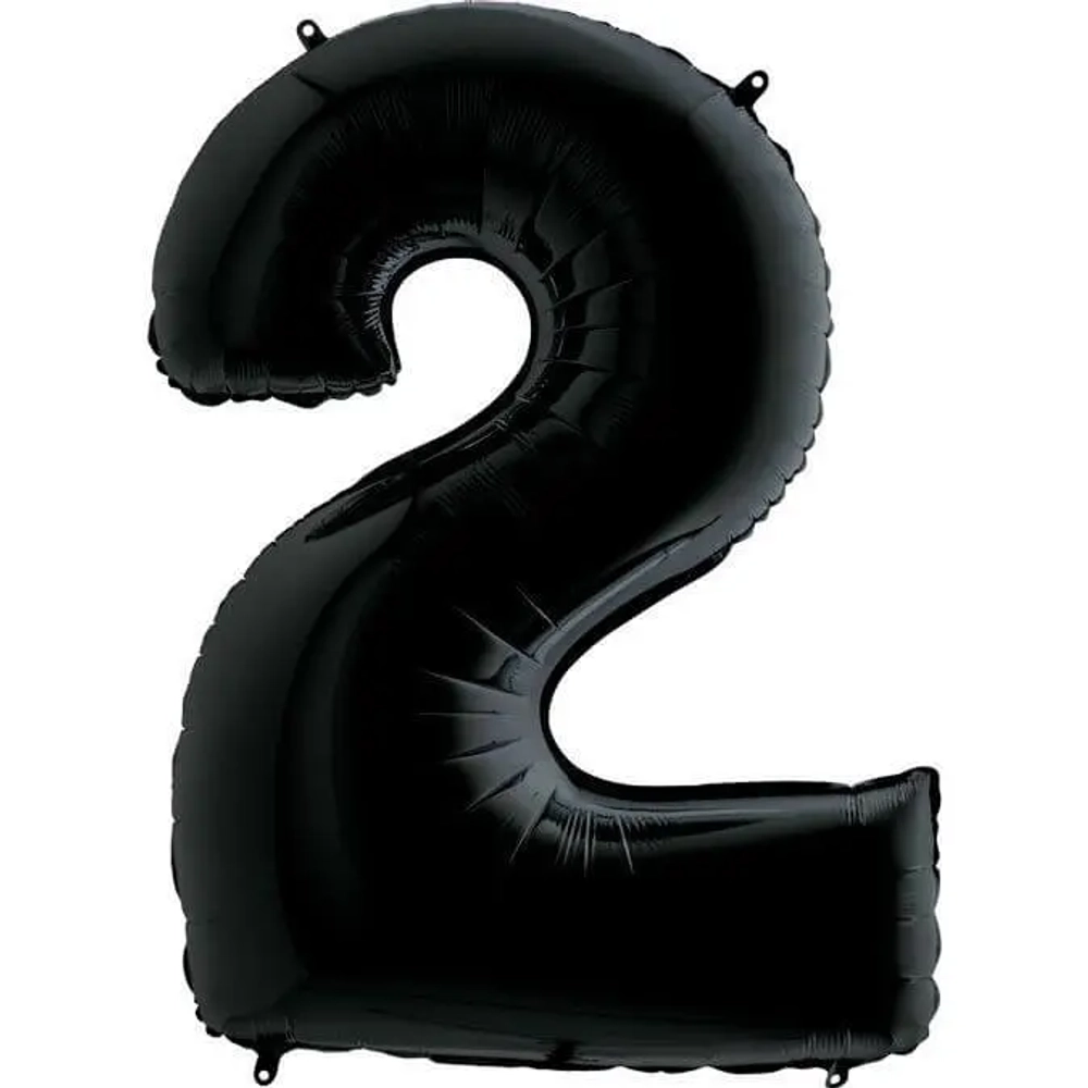 Цифра «2» черная с гелием в магазине «Склад Шаров»