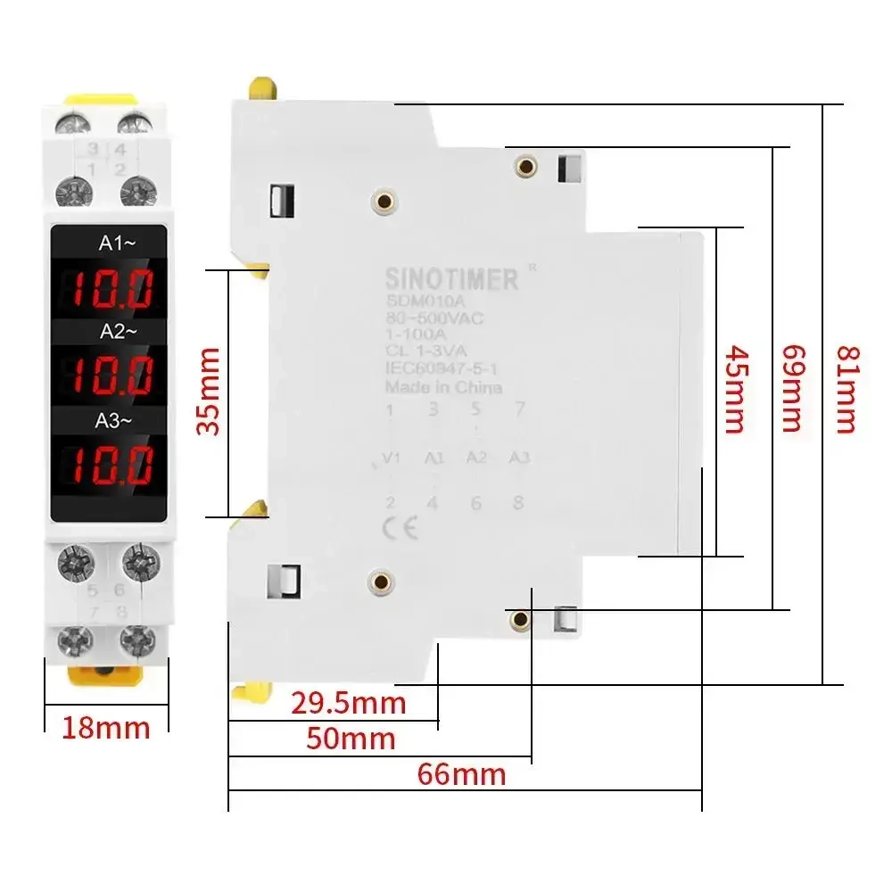 Цифровой трехфазный амперметр SDM010A