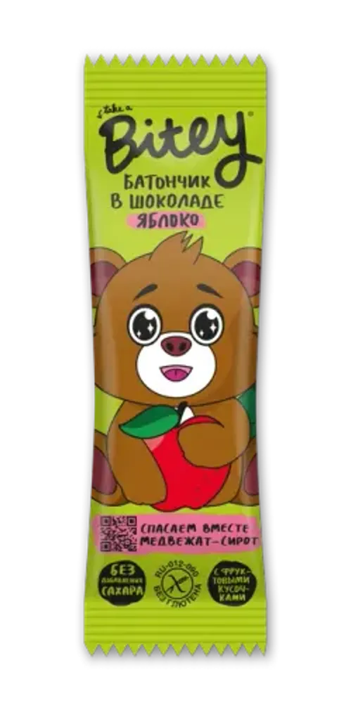 Батончик в шоколаде с кусочками фруктов  Bitey &quot;Яблоко&quot; 35 гр