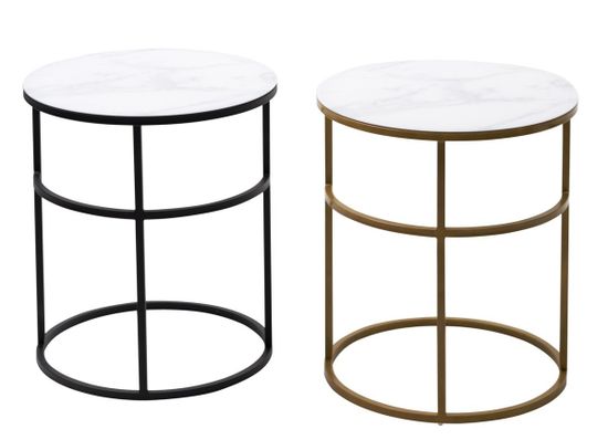 Журнальный столик Френсис Белый мрамор, стекло/ золотой каркас